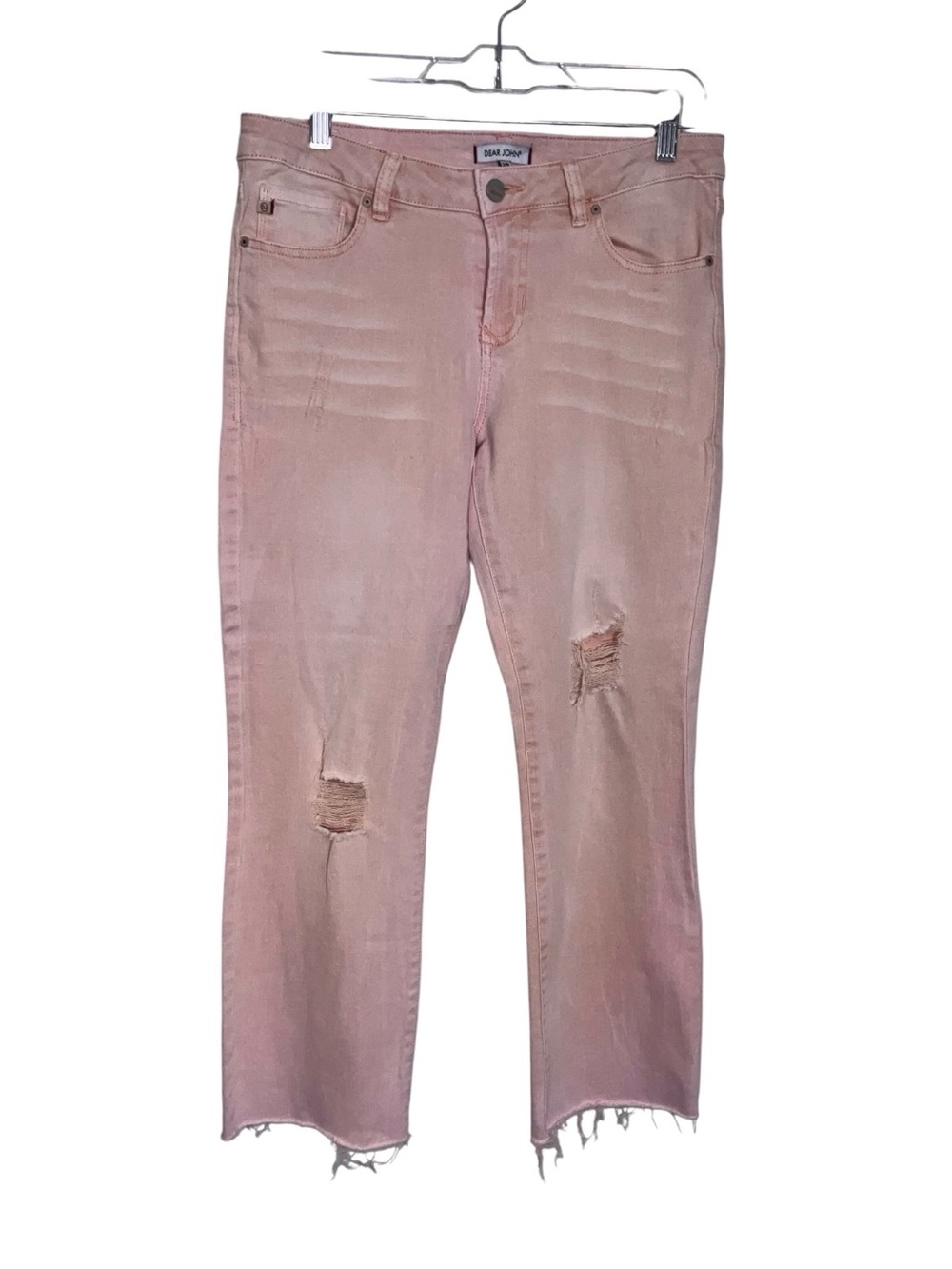 Dear John Blush Pink Distressed Cropped Jeans, EUC